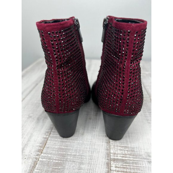 Juicy Coutyre Burgundy Women's Rhinestone Ankle Boots 5.5M - Picture 3 of 12